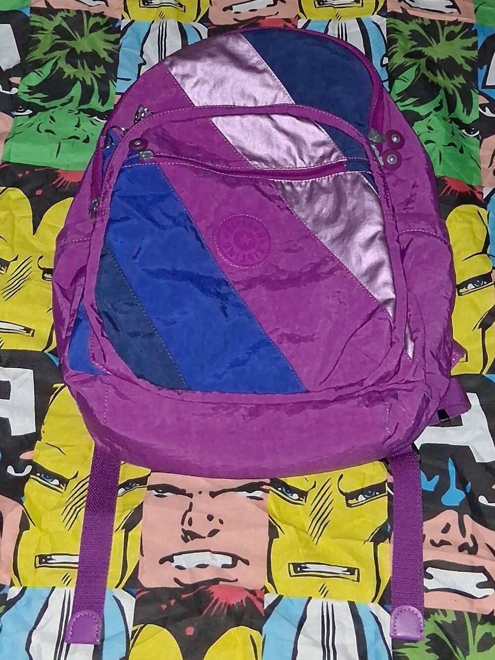 Kipling Seoul Backpack Laptop Travel Bag Purple Blue Pink